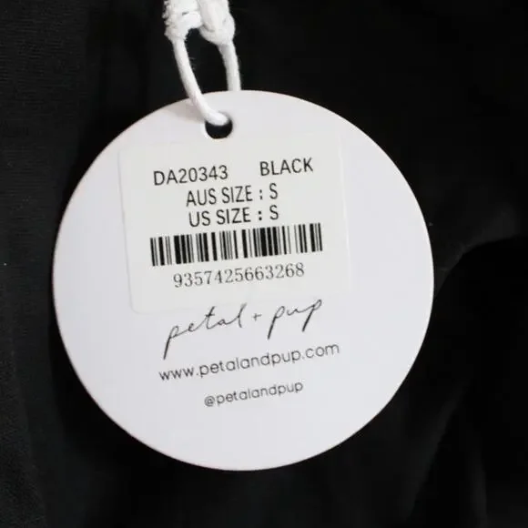 NWT Petal and Pup Linen Blend Square Neck Puff Short Sleeve Mini Dress Black S - Picture 3 of 9